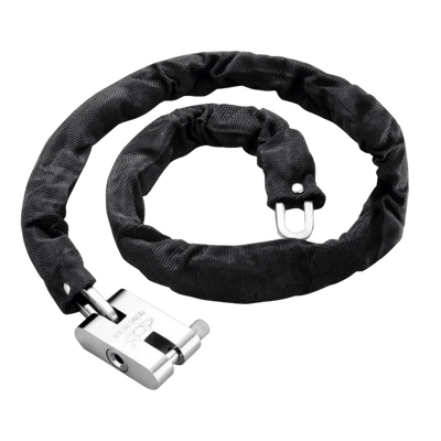 Vanpowers anti-theft e-bike chain lock coiled, matte black product shot on white background