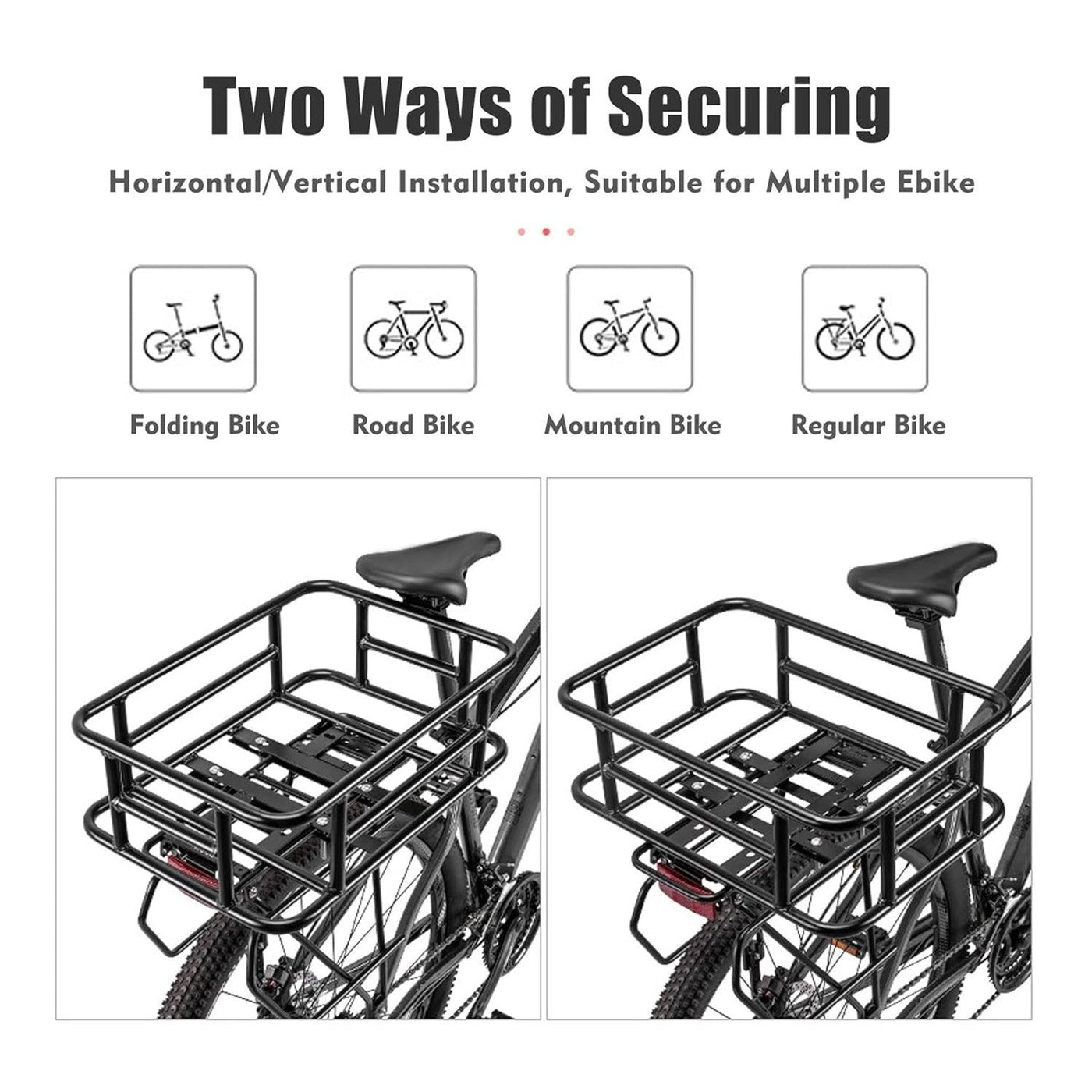 Vanpowers Bike Rear Cargo Rack Basket For Cargo E-Bikes