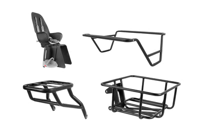 Cyrusher Glider Family Kit — child seat, extension rack, handrail, front basket