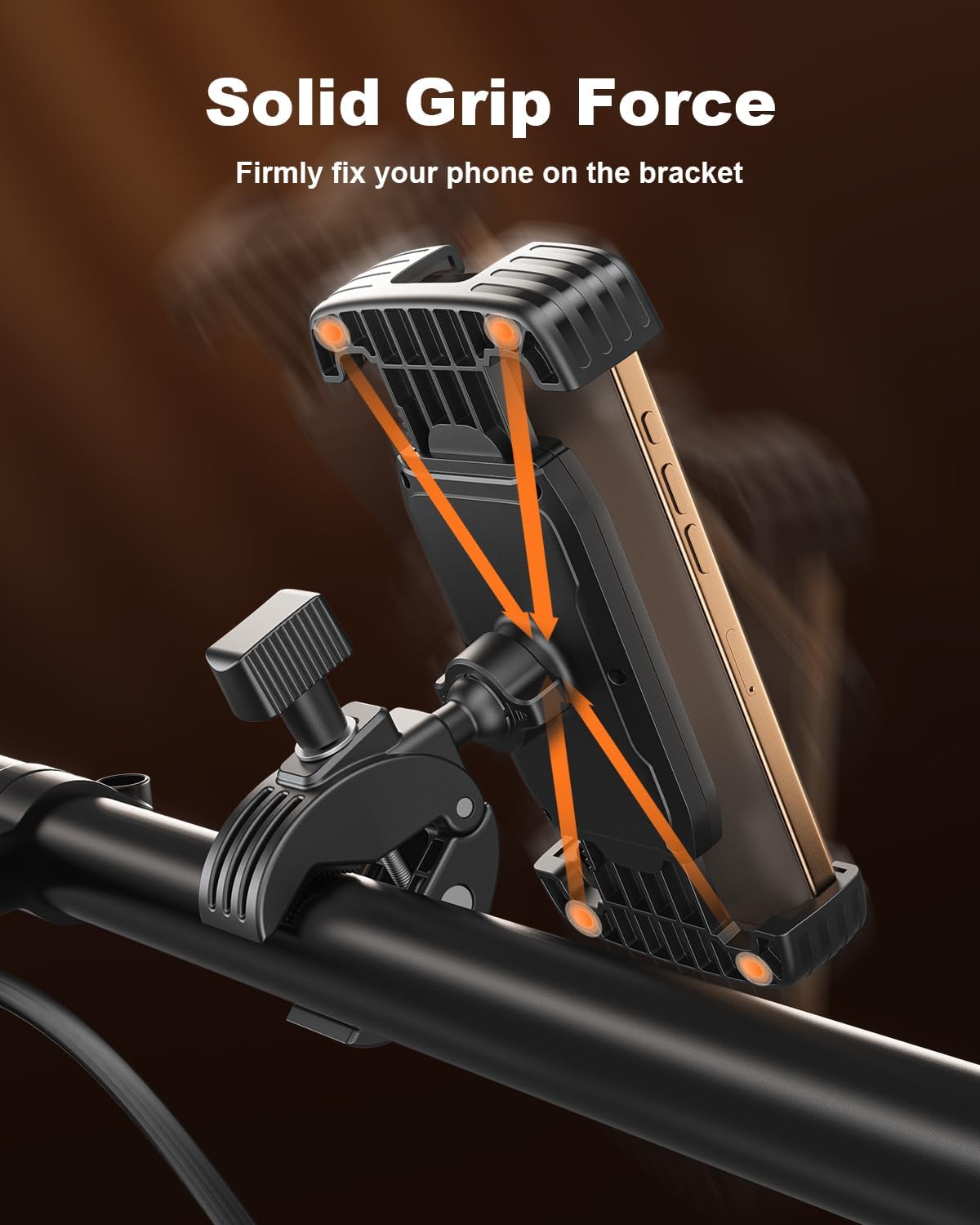 SuperOne Quick-Lock Electric Bike Phone Mount – Anti-Shake Handlebar Clamp for 4.7"–7.2" Phones