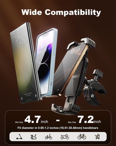 SuperOne Quick-Lock Electric Bike Phone Mount – Anti-Shake Handlebar Clamp for 4.7"–7.2" Phones