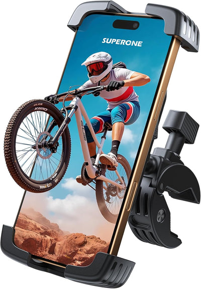 SuperOne Quick-Lock Electric Bike Phone Mount – Anti-Shake Handlebar Clamp for 4.7"–7.2" Phones