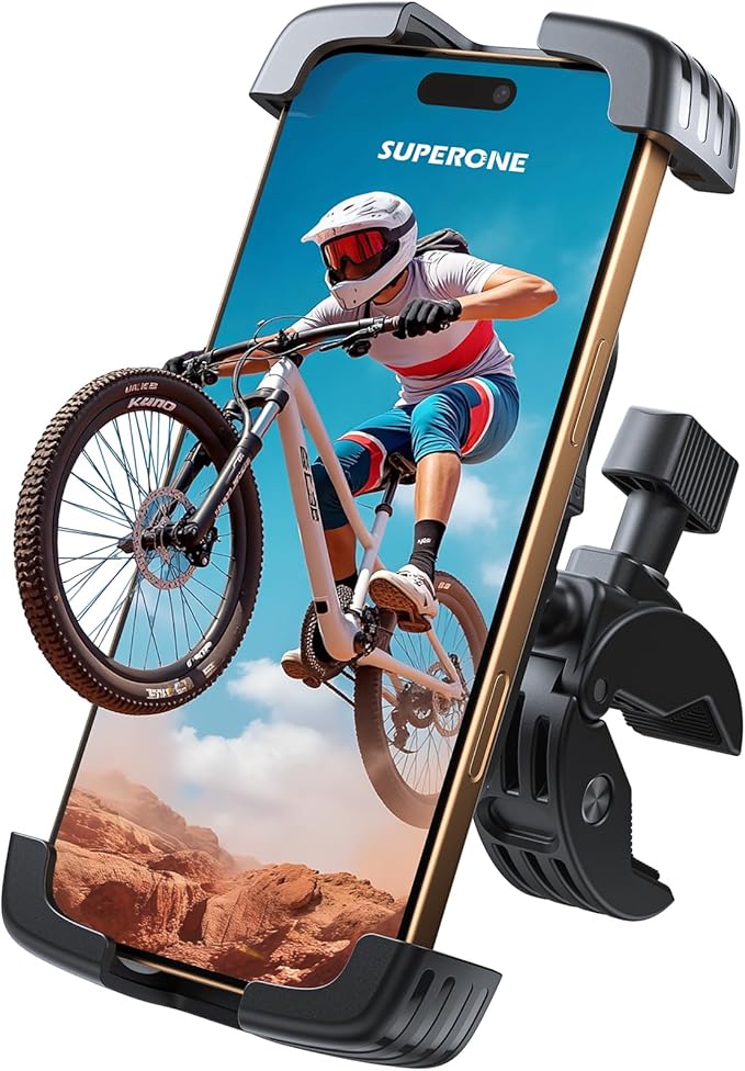 SuperOne Quick-Lock Electric Bike Phone Mount – Anti-Shake Handlebar Clamp for 4.7"–7.2" Phones