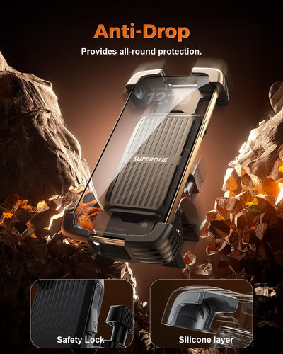 SuperOne Quick-Lock Electric Bike Phone Mount – Anti-Shake Handlebar Clamp for 4.7"–7.2" Phones