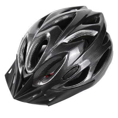 Vanpowers mountain cycling helmet - carbon look black front-angle view with adjustable visor