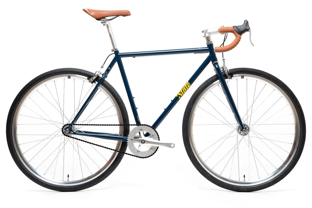 State 4130 – Navy Gold Fixed Gear Single-Speed Urban Bike