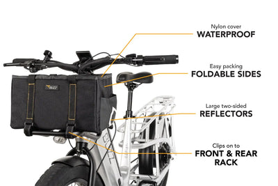 BUZZ E-BIKE FRONT/REAR RACK BIN WITH WATERPROOF COVER