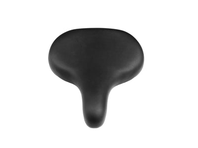 Velowave widened comfort saddle top-down view showing extra-wide 300mm memory foam seat