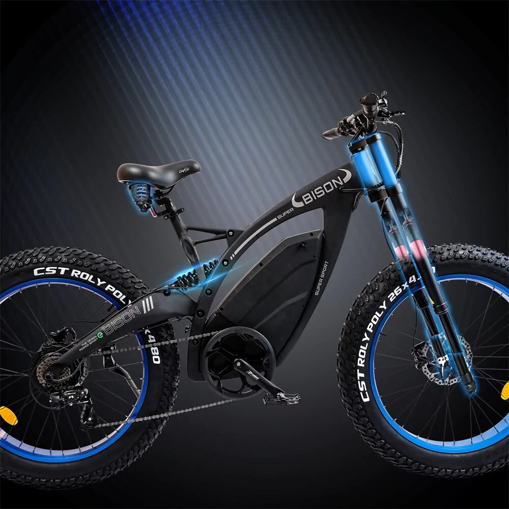 ECOTRIC 48v 17.6AH 1000W Big Fat Tire Ebike Bison-Matte Black