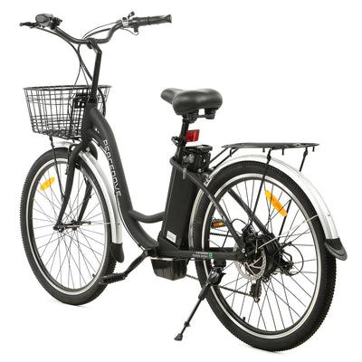 ECOTRIC BIKES 26" Black Peacedove Electric City Bike with Basket and Rear Rack
