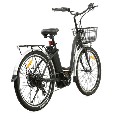 ECOTRIC BIKES 26" Black Peacedove Electric City Bike with Basket and Rear Rack