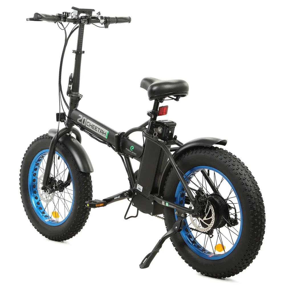 ECOTRIC BIKES 48V Fat Tire Portable and Folding Electric Bike with LCD display-Black and Blue -Long Battery Life