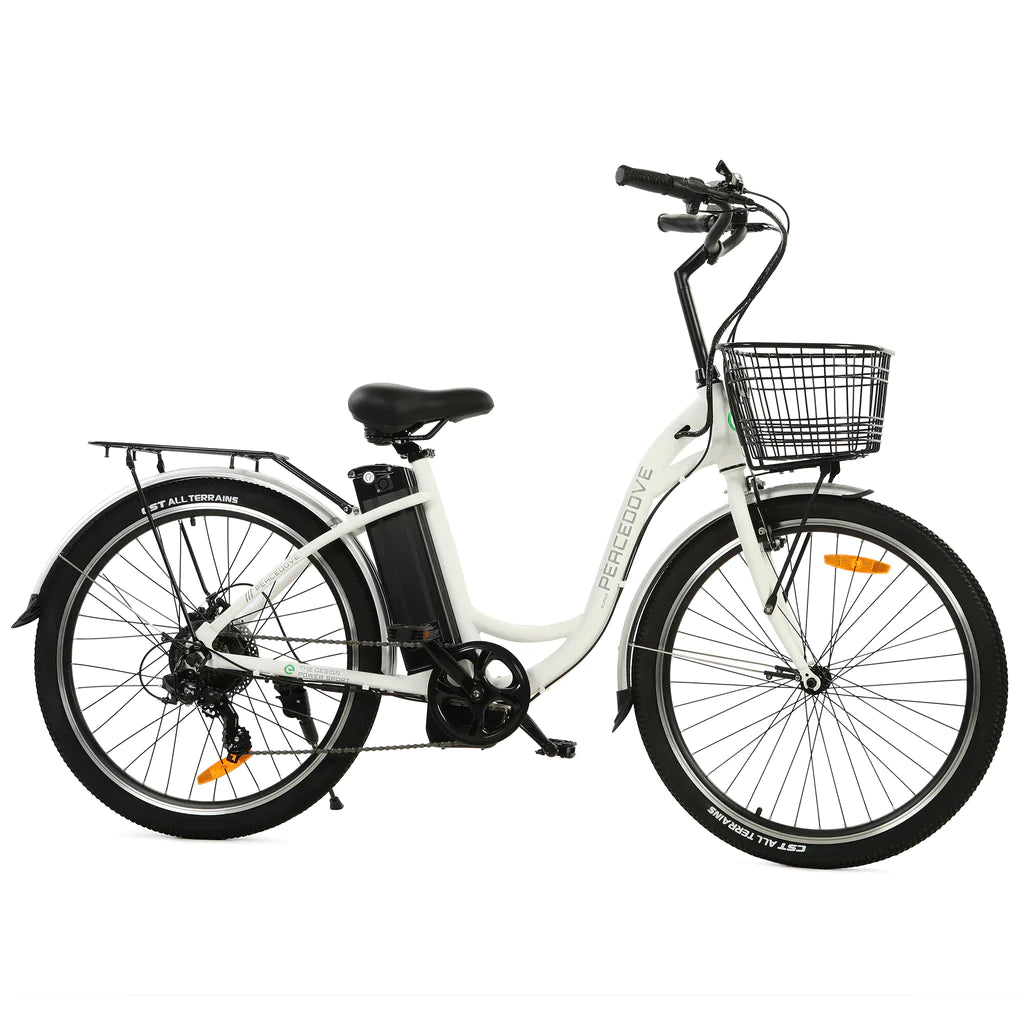 ECOTRIC BIKES Ecotric 26inch White Peacedove Electric City Bike with Basket and Rear Rack