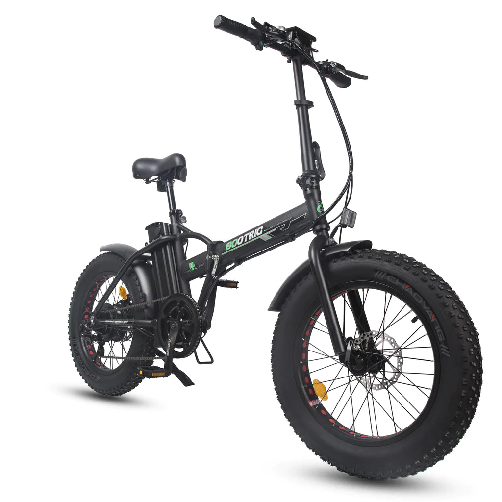 ECOTRIC BIKES Ecotric Matt Black 48V portable and folding fat ebike with LCD display