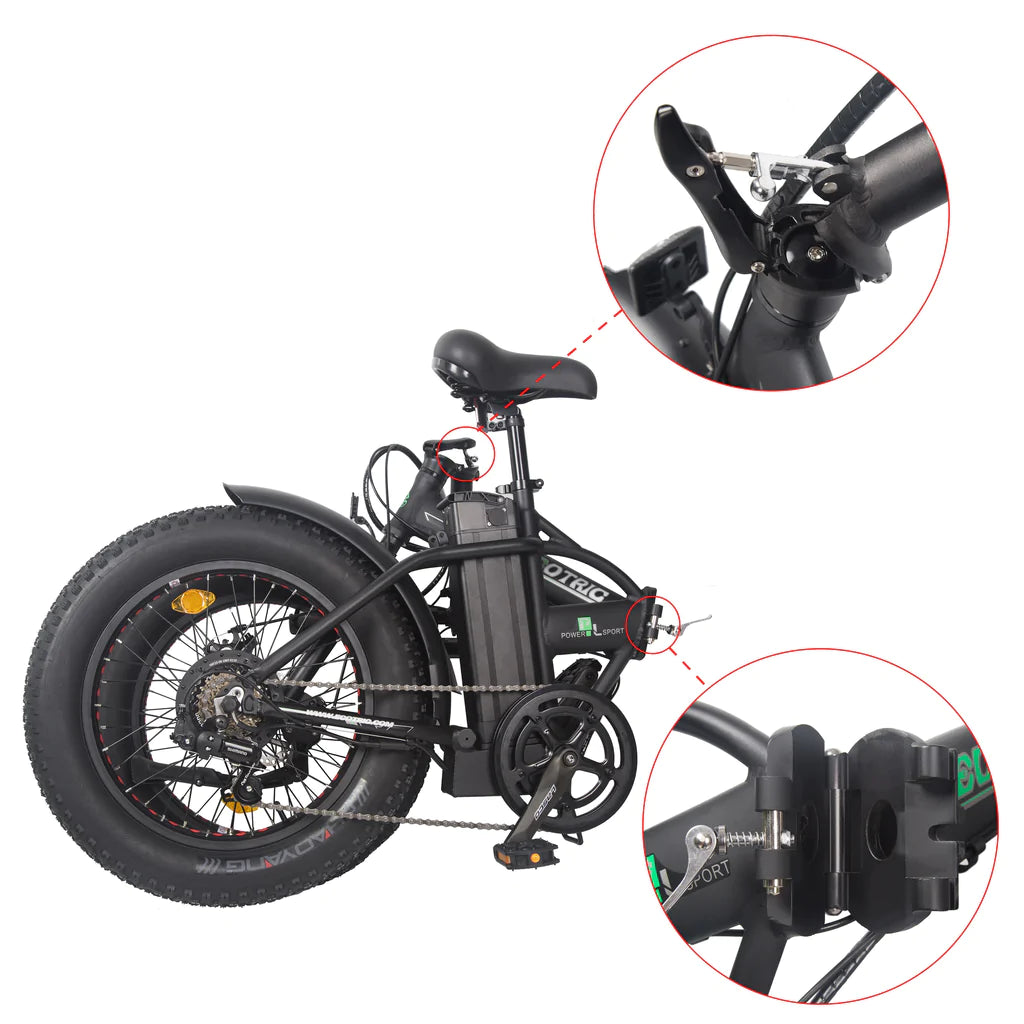 ECOTRIC BIKES Ecotric Matt Black 48V portable and folding fat ebike with LCD display