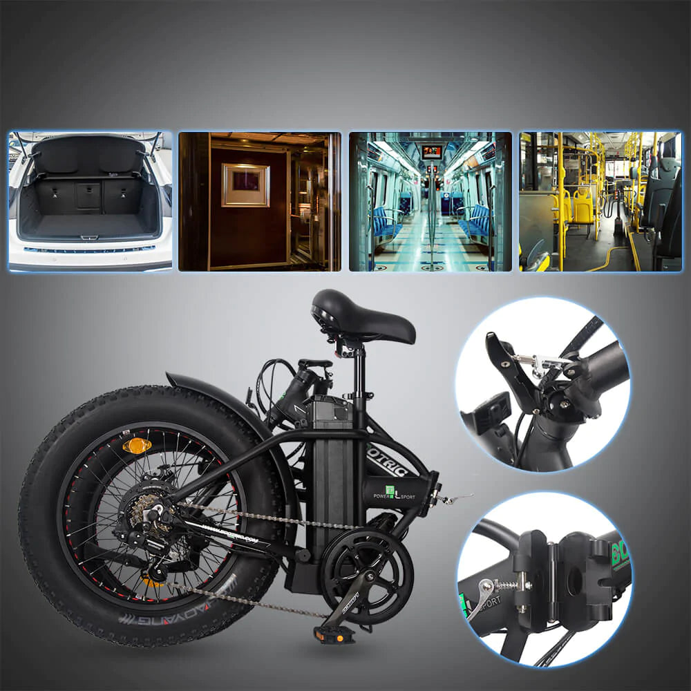 ECOTRIC BIKES Ecotric Matt Black 48V portable and folding fat ebike with LCD display