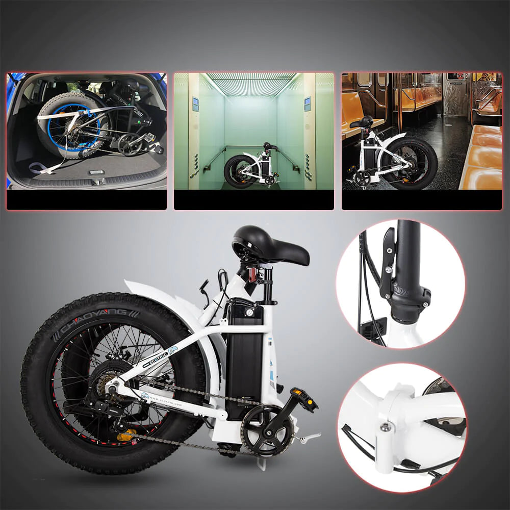 ECOTRIC BIKES UL Certified-Ecotric 20" White Portable and Folding Fat Bike Model Dolphin