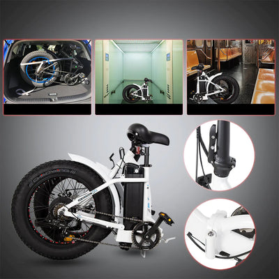 ECOTRIC BIKES UL Certified-Ecotric 20" White Portable and Folding Fat Bike Model Dolphin
