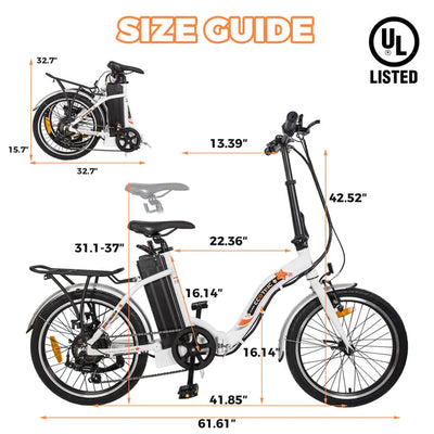 ECOTRIC BIKES UL Certified-Ecotric Starfish 20" Portable and Folding Electric Bike - White