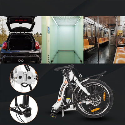 ECOTRIC BIKES UL Certified-Ecotric Starfish 20" Portable and Folding Electric Bike - White