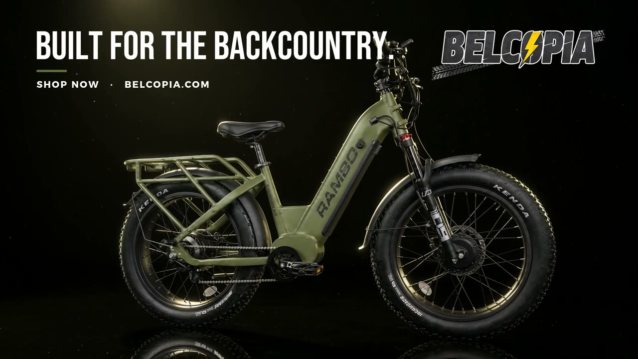 Rambo Krusader 3.0 electric hunting bike assembling itself. Built for the backcountry. Shop now at Belcopia.