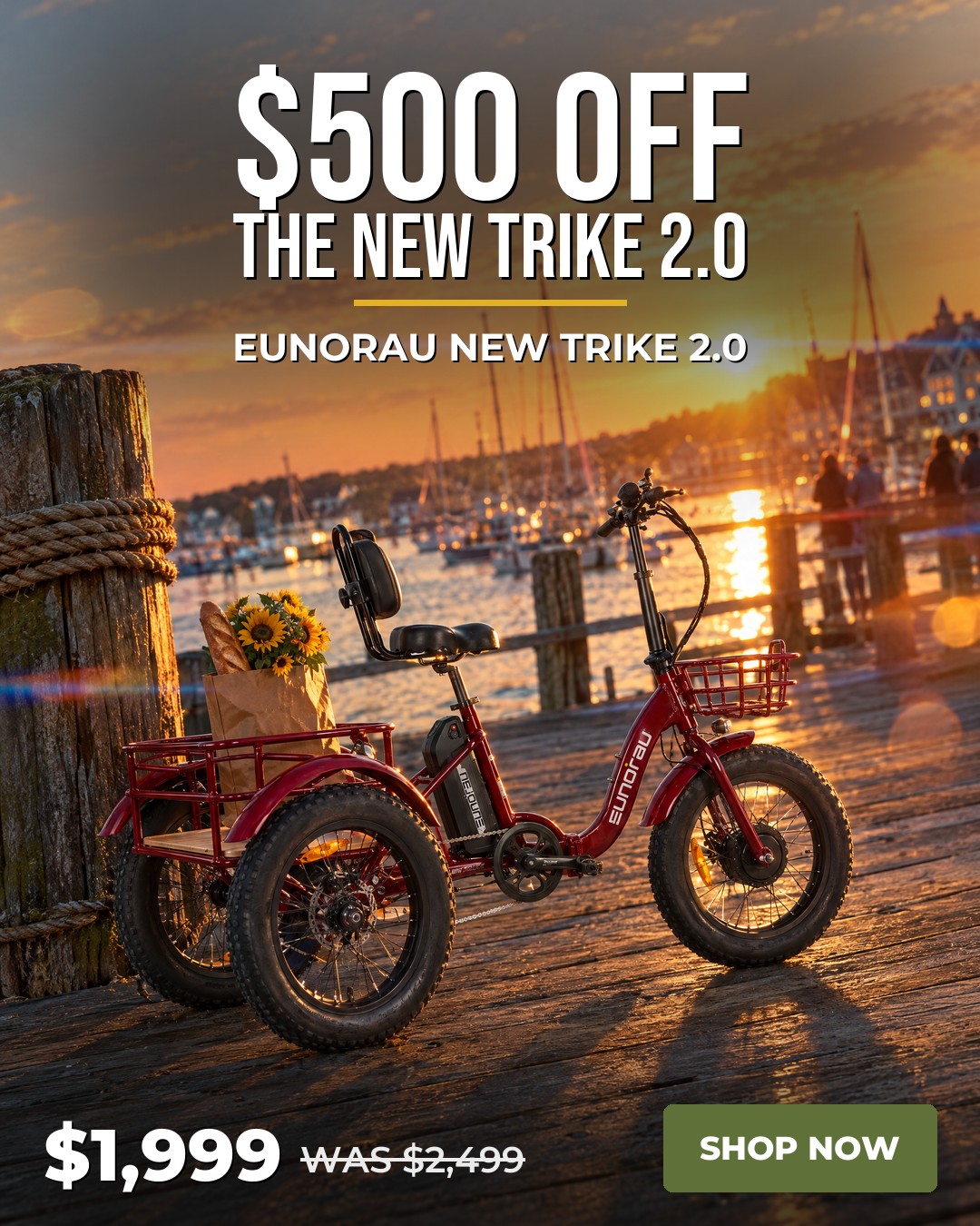 $500 off the Eunorau NEW TRIKE 2.0: $1,999, was $2,499. Shop now.